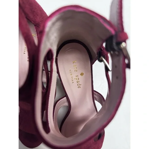 Kate Spade Suede Red Heels Made In Italy Size 7.5 - Picture 3 of 5
